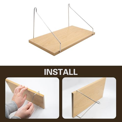SnowTing 2 Set Fabric Wall Cubicle Shelf with Hooks, Wall Mounted Wooden Floating Storage Shelf for Fabric Panel in Kitchen, Bedroom, Living Room, Office Desk, 11.8 x 5.9 x 0.47 Inch - color: Wood