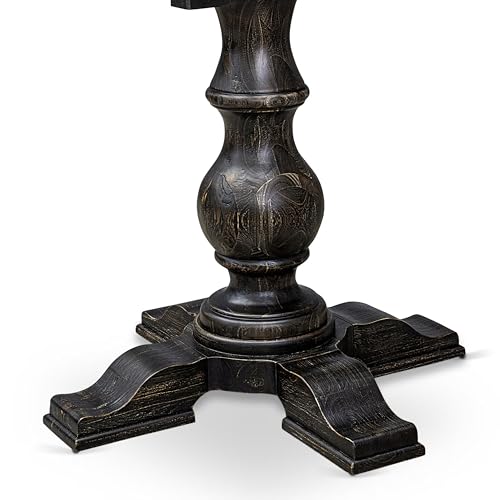 FE5-11-TP - Dining Room Table with Acacia Wood Round Tabletop, Sand Blasted Black Finish - color: Sand Blasted Black, size: 48x48 Inch