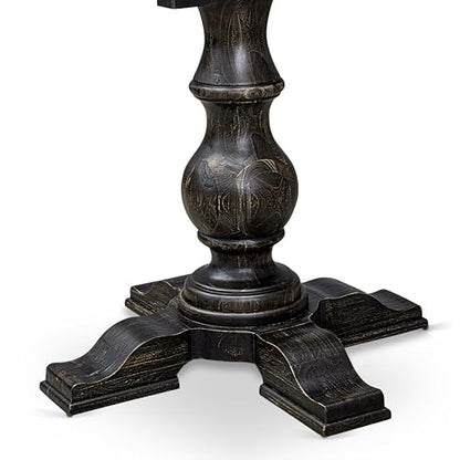 FE5-11-TP - Dining Room Table with Acacia Wood Round Tabletop, Sand Blasted Black Finish - color: Sand Blasted Black, size: 48x48 Inch