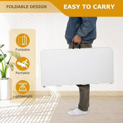 34" Folding Card Table, Heavy Duty Plastic Square Table - Portable Fold-in-Half w/Handle & Lock for Camping, BBQ, Party, Events - size: 34‘’ Square