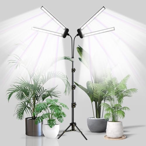 Grow Light for Indoor Plants Growing,Floor Lamp Free Standing | 6000K Full Spectrum LED Light for Plants Growth,Light Strip Foldable & Height Extendable 15-62'', Timer 4 8 12Hrs