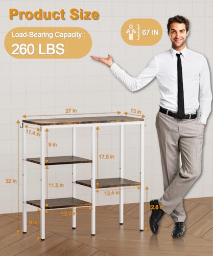 4-Tier Kitchen Microwave Oven Stand, Adjustable Coffee Bar Station for Small Appliance, Baker's Rack with 4 Hooks & 7 Storage Shelves for Kitchen, Living Room, White - color: White