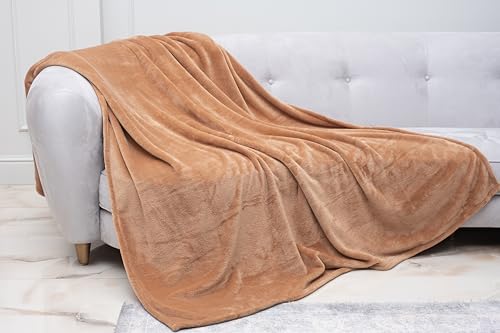 Fleece Super Soft Cozy Throw Blanket, Lightweight Fuzzy Comfy Warm Plush Throw Blankets (Brown, 60" x 80") - color: Brown, size: 60" x 80"