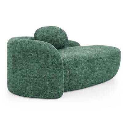 JIVOIT Modern Oval Single Lazy Sofa Chair, Bouclé Fabric Single Lounge Chair with Integrated Backrest, Side Armrest and Pillow, Compact Space-Saving Lounge Chair for Living Room Bedroom (Green//033) - color: Green//033