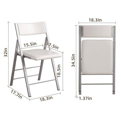 Folding Chairs 2 Pack, 450Lbs Heavy Duty Foldable Dining Chair,Bright White | 1.37" Folded, Waterproof Rustproof Indoor Outdoor Padded Folding Chairs for Dining Room, Conference Rooms, Weddings, Events - color: Bright White
