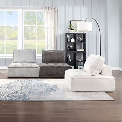 KEVINSPACE 41.3" Modular Sectional Sofa Couch, Armless Floor Chair with Black Legs and Pillow, Fabric Convertible Sofa, Variable Sectional Sofa for Living Room, Free Combination Gray Black - color: 41.3" Black