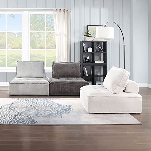 KEVINSPACE 41.3" Modular Sectional Sofa Couch, Armless Floor Chair with Black Legs and Pillow, Fabric Convertible Sofa, Variable Sectional Sofa for Living Room, Free Combination Gray White - color: 41.3" White