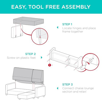 Best Choice Products Upholstered Sectional Sofa for Home, Apartment, Dorm, Bonus Room, Compact Spaces w/Chaise Lounge, 3-Seat, L-Shape Design, Reversible Ottoman Bench, 680lb Capacity - Gray - color: Linen - Gray