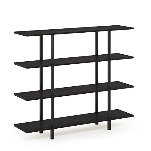 Furinno Turn-N-Tube 4-Tier Wide Display Shelf, Espresso/Black | Wide Accent Display Shelf, Open Shelves, Round Tubes, for Organization and Storage, Living Room, Garage, Home Office - color: Espresso/Black, style: 4-Tiers