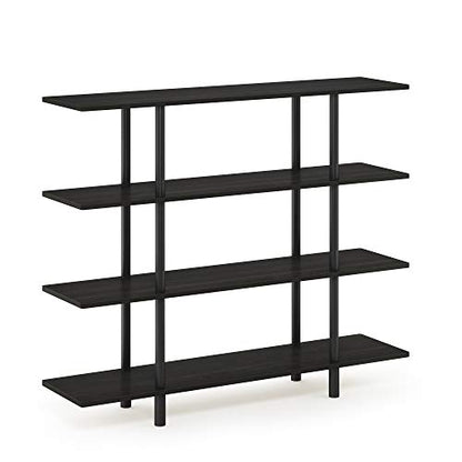 Furinno Turn-N-Tube 4-Tier Wide Display Shelf, Espresso/Black | Wide Accent Display Shelf, Open Shelves, Round Tubes, for Organization and Storage, Living Room, Garage, Home Office - color: Espresso/Black, style: 4-Tiers