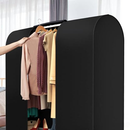 Zilink Garment Rack Cover Clothes Rack Cover Garment Bags Protector 43 in | Dustproof, Breathable, 2 Durable Zippers, Cothing Rack with Cover for Garment Rack (Rack Not Included) - size: 43"L x 20"W x 60"H - Black