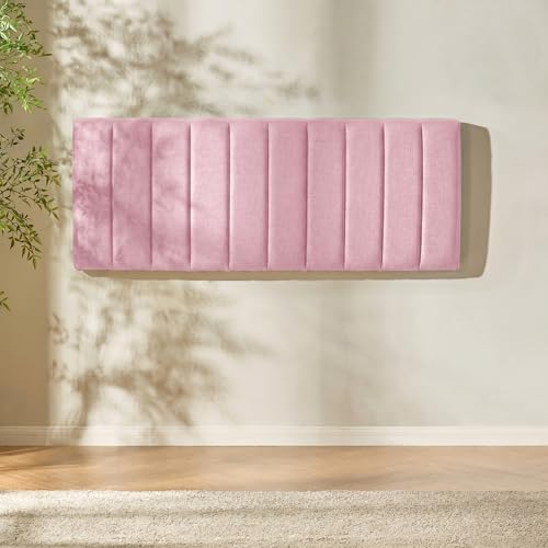 Nestl Upholstered Queen Headboard - Easy Assemble Channel Stitched Headboard Queen Size - Wall Mounted Headboards with 3D Soundproof Wall Panels Peel & Stick Floating Headboards, Pink - color: 10-pink, size: Queen