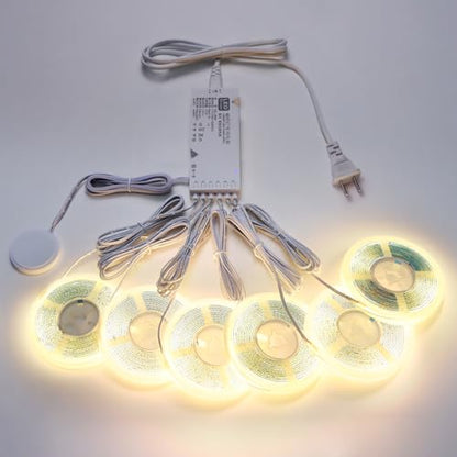 AIMENGTE 12V COB LED Cabinet Lights Strip, 6 x 3.3ft Touch Dimmable 3000K Warm White Lighting for Parallel Wood Slat Wall Panels, Display Cabinets, Wardrobes, Showcases, Shelves - color: Warm White 3000K, size: 6 X 3.3ft