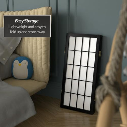 2 ft. Short Desktop Window Pane Shoji Screen - Black - 3 Panels - color: Black, size: 3 Panel