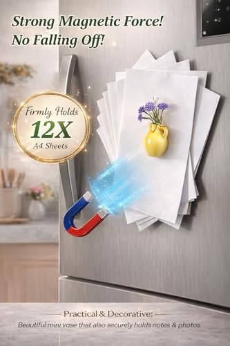 Hand-Blown Mini Vase Magnets for Fridge, Set of 10 Artisan Glass & Ceramic Bud Vases, Each One Unique, Tiny Garden Decor Gift for Mom, Teachers & Coworkers - color: Glass & Ceramic