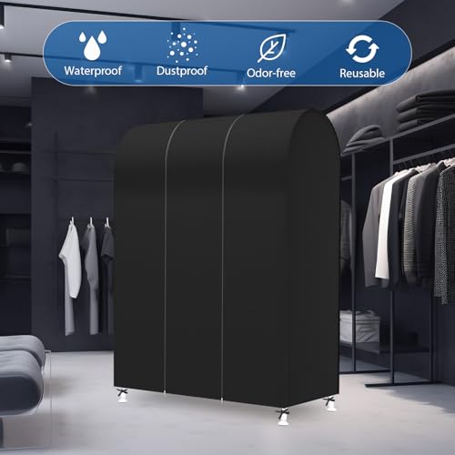 Zilink Garment Rack Cover Clothes Rack Cover Garment Bags Protector 43 in | Dustproof, Breathable, 2 Durable Zippers, Cothing Rack with Cover for Garment Rack (Rack Not Included) - size: 43"L x 20"W x 60"H - Black