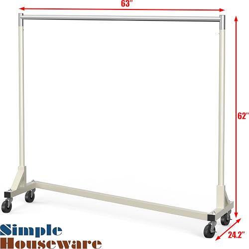 Simple Houseware Industrial Grade Z-Base Garment Rack, 63" W/500Lb, Gray - color: Gray