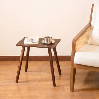 Small Side Table, Mid Century Modern End Tables Living Room, Wood Accent Bed Side Table with Solid Wood for Bedroom, Office, Small Spaces, Walnut Brown - color: Walnut Brown
