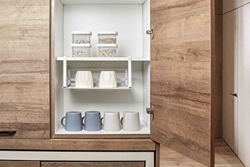 Nxconsu Under Shelf Basket 2 Pack, Cabinet Storage Organizer, 13.4" White | Solid Metal Bottom Holds Up to 30 lb with No Drilling for Kitchen Cupboard Pantry Bookshelf Closet Laundry and Bath - color: White, size: Medium - 13.4"L