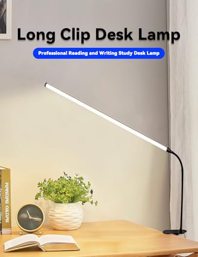2 Pack LED Desk Lamp with Clamp, Dimmable Clip on Light for College Dorm Room, Eye-Friendly Reading Study Lamp for Students, Flexible Gooseneck Bedside Light, Home Office Desk Lights Bedroom - color: Black, size: 15inch/2 pack
