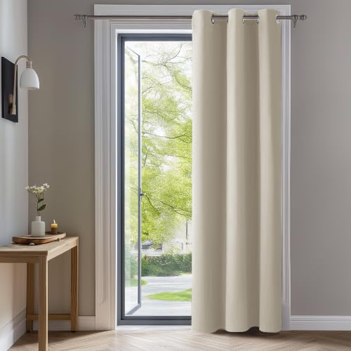 Deconovo Blackout Curtain for Living Room 63 Inches Long, Door Curtain | Closet Drape 1 Panel, Room Darkening, Thermal Insulated, Grommet, Window Drape, for Bedroom Closet, Light Beige, 42 x 63 Inch - color: Light Beige, size: 42"W x 63"L (Pack of 1)