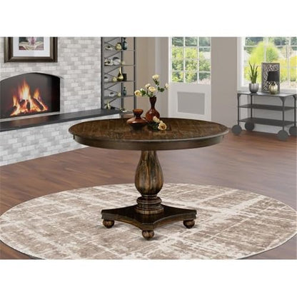 FE2-07-TP Ferris Dining Table - a Round Wooden Table Top with Pedestal Base, 48x48 Inch, Distressed Jacobean - color: Fe2-07-tp, size: 48x48 Inch