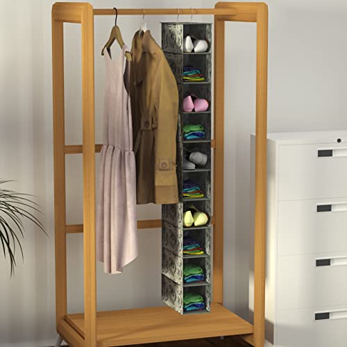 Libeder 10-Shelf Hanging Shoe Organizers with Side Pockets, Grey With Pattern - color: Grey With Pattern
