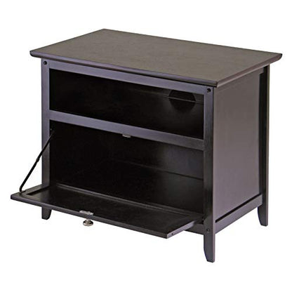 Winsome Wood Zara Media/Entertainment, Espresso, FURNITURE | Practical Storage Entertainment Cabinet with Display Shelf & Door for Living Room, Den, Office, Bedroom