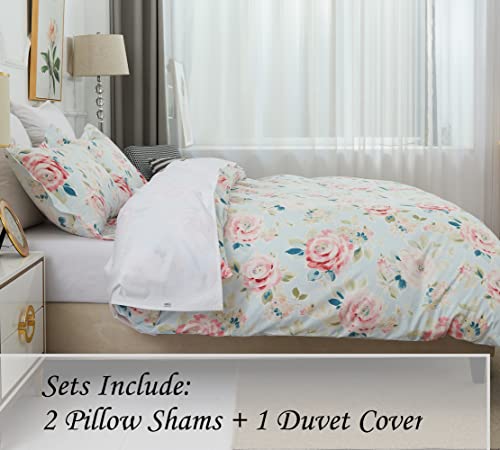 DAUAOTO Bedding Duvet Cover Full Size 82"X86" + 2 Pillowcases Set, Print Cotton Bedding for Kids Teen Girls, Rose Flower Garden - color: Pattern 4#, size: 82"x86" Full Cover + 2 Shams