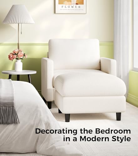 Welzona Sofa Accent Chair with Ottoman, 33" Teddy Reading Chair and Ottoman | Comfy Teddy Fabric, Tool-free Setup, Washable Covers, All-wood Chair and Ottoman Sets for Living Room, Bedroom, Beige - color: Beige, size: standard & ottoman