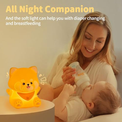Rytinazzz Silicone Night Light for Kids, 50H Long Battery Red Panda Lamp, Cozy Gift Light for Kids, Soft Dimmable Bedside Light, Rechargeable Tap Control - color: Red Panda