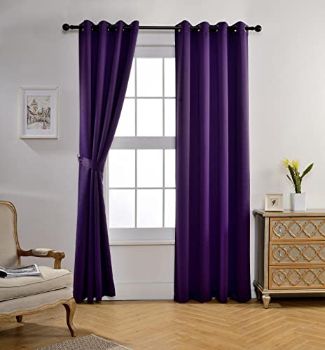 Thermal Insulated Grommet Window Blackout Curtains Panels for Livingroom 52x84 Inch Purple 1 Pair - color: Purple, size: 52"W x 84"L (Pack of 2)