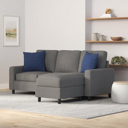 Best Choice Products Upholstered Sectional Sofa for Home, Apartment, Dorm, Bonus Room, Compact Spaces w/Chaise Lounge, 3-Seat, L-Shape Design, Reversible Ottoman Bench, 680lb Capacity - Gray - color: Linen - Gray