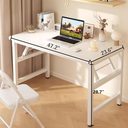 47.2 Inch Folding Table，Square Folding Desks for Small Space,Small Foldable Desk No Assembly - color: Frame：black/Board：rustic Brown, size: 47.2" x 23.6"