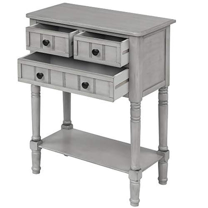 Knocbel Narrow Console Table with 3 Storage Drawers and Bottom Shelf, Entryway Hallway Foyer Slim Sofa Table for Small Spaces, Easy Assembly (Gray Wash) - color: Gray Wash