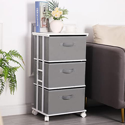 MAX Houser Dresser Tower with 3 Drawers,Fabric Dresser Drawer Organizer Unit,Dresser Chest with Wood Top,Vertical Storage Dresser,Small Dresser for Bedroom,Office-Dark Grey - color: Grey6