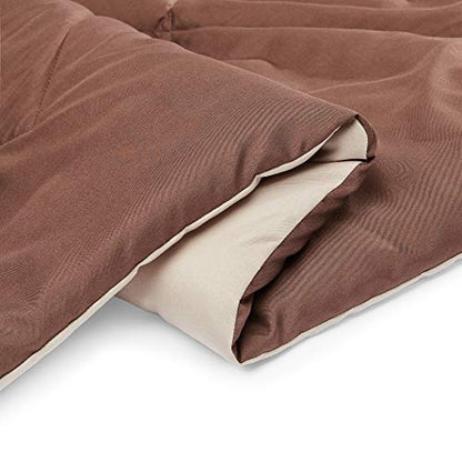 Amazon Basics Reversible Lightweight Microfiber All Season Comforter Blanket, Washable, Twin/Twin XL, Chocolate/Khaki - color: Chocolate / Khaki, size: Twin/Twin XL