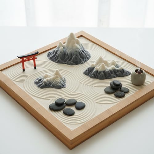 Kai Dream Miniature Snow Mountain 3D Decorative Sculpture Set, Desktop Office Decor, Bookshelf Ornament, Home Accent, Zen Garden Display (Light Yellow, Medium & Small Sizes) - size: Medium & Small Sizes