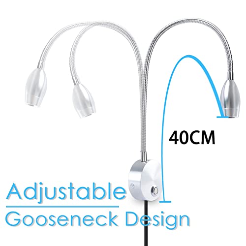 Adust Reading Lights for Books in Bed, Bedside Reading Lamp, 3W LED Dimmable Wall Mount Lamp, Adjustable Colour - size: 1 pack