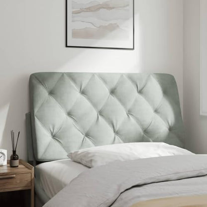 Wall Mounted Headboard Cushion 40 inch Velvet Upholstered Bed Backrest Pillow for Reading Geometric Pattern Light Grey Rectangular Bedroom Support - size: 39.4 inches wide