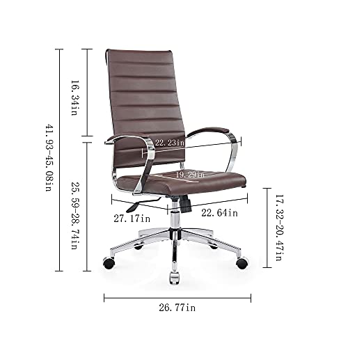 lux Modern Desk Chairs with Wheels and arms Ergo Chairs high Back Chair Computer Leather Modern Chair Leather Office Executive Chair (4020-brown) - color: 4020-brown