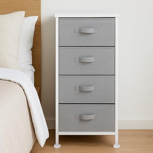 Amazon Basics Fabric 4-Drawer Storage Organizer Unit for Closet, Bedroom, White - color: White