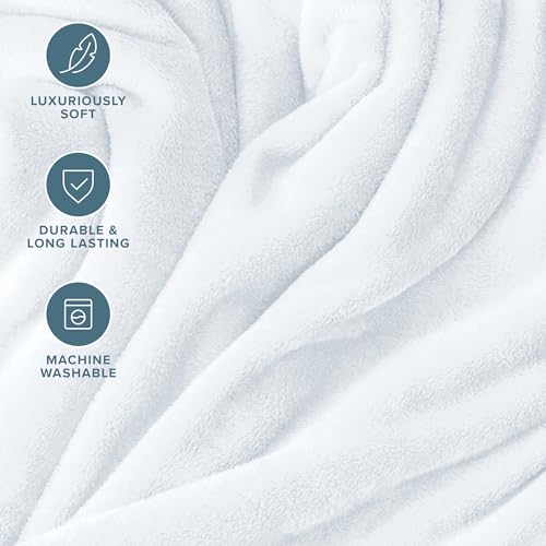 Bare Home Fleece Blanket Luxury Microplush (Full/Queen, White) | Ultra-Soft Lightweight Blanket for Bed, Sofa, and Couch, Cozy & Warm Blanket - color: 01 - White, size: Full/Queen