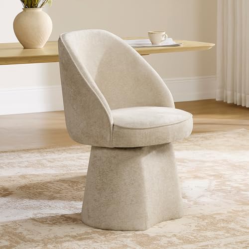 CHITA Swivel Dining Chair, Upholstered Modern Dining Chairs with High Back, Kitchen Chairs for Dining Room, Vanity Chairs for Bedroom, Beige - color: Beige-armless, size: Set of 1