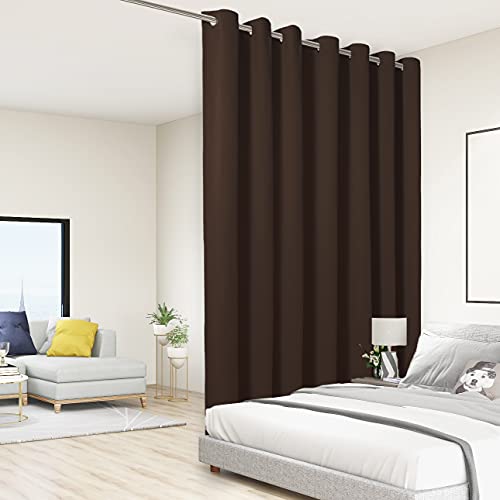 BONZER Room Divider Curtain Screen Partitions Total Privacy | Wall Grommet Wide Blackout Curtains for Living Room, Bedroom, 84L x 108W Inch (7L x 9W ft), 1 Panel, Chocolate - color: Chocolate, size: 108"W x 84"L (Pack of 1)