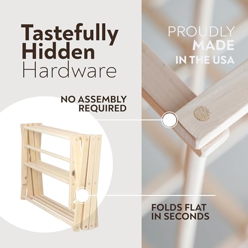 Premium American Maple Clothes Drying Rack - Handcrafted in Pennsylvania - Solid Wood Construction, Collapsible, Eco-Friendly Laundry Solution (Medium) - color: Medium | Flat Top