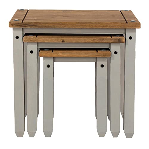 Wood Nest of 3 Tables Corona Gray - color: Grey