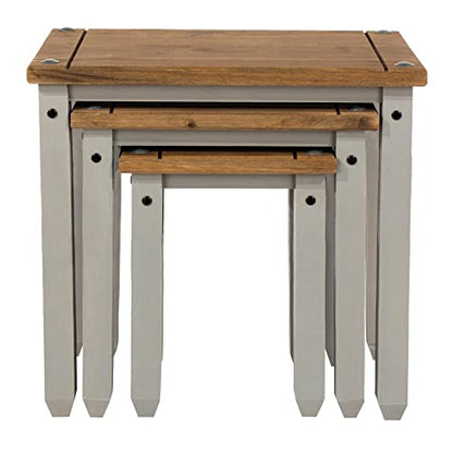 Wood Nest of 3 Tables Corona Gray - color: Grey