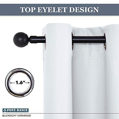 PONY DANCE Greyish White Room Darkening Kitchen Curtains 2 Panels Set,Thermal Insulated Small Window Treatment Heavy Duty Privacy Tiers for Laundry Bedroom Bathroom(2 Panels, W 34 x L 36 inches) - color: Greyish White, size: 34"W x 36"L (Pack of 2)