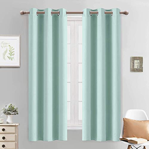 Yakamok Blackout Curtains 38x63 inch Aqua Thermal Drapes-Bedroom | 2 panels,room darkening,thermal insulated,noise reducing,privacy protection,grommet window treatment,living room study dining - color: Aqua, size: 38"W x 63"L (Pack of 2)